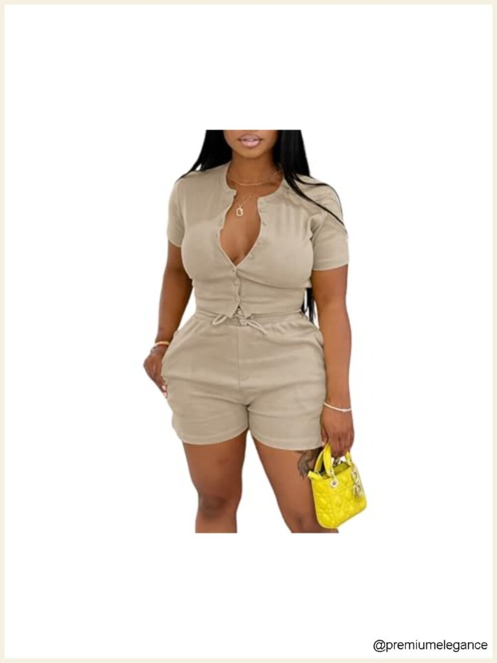 Women 2 Piece Outfits Button Down Top Bodycon Shorts Set